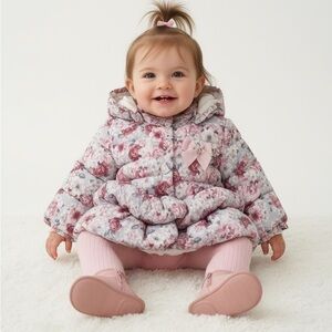 Mayoral Pink Floral Puffer Jacket